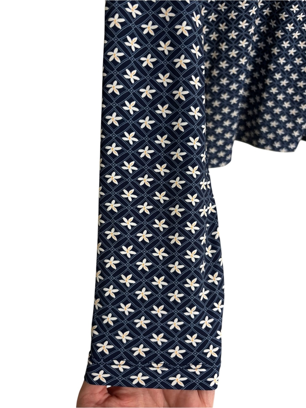 Lands’End navy blue allover geometric pattern 1/2 zip rash guard swim shirt XL - Picture 7 of 11